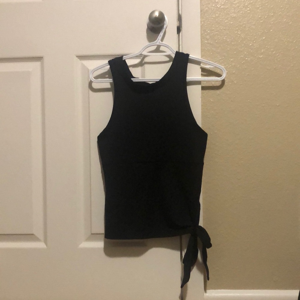 Bombshell Sportswear Black Tank Top with Side Tie